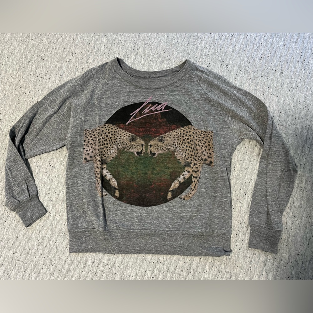 Lira Cheetah L/S Cropped Top XS Grey